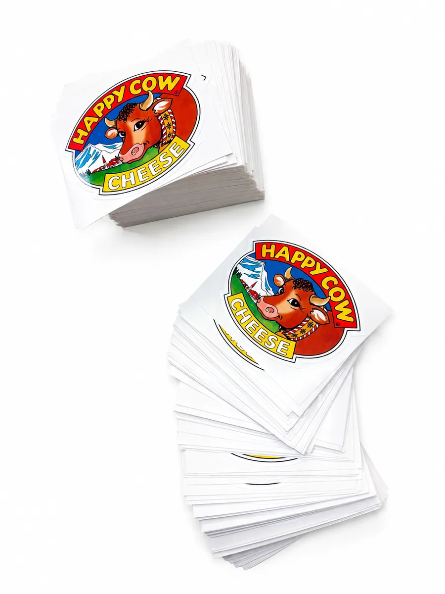 Gestapelte Happy Cow Cheese Aufkleber